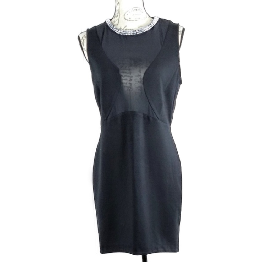 Black Mesh Dress Jewel Neck Audrey Hepburn S 10